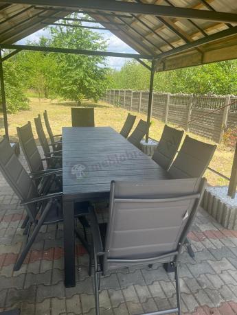 Duży zestaw mebli na taras dla 12 osób KJD12 ze składanymi krzesłami