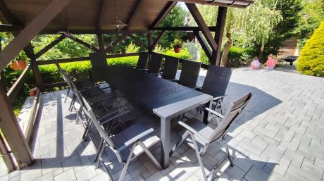 Duży zestaw mebli na taras dla 12 osób KJD12 ze składanymi krzesłami