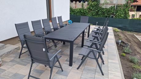 Duży zestaw mebli na taras dla 12 osób KJD12 ze składanymi krzesłami