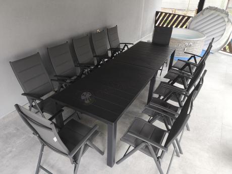 Duży zestaw mebli na taras dla 12 osób KJD12 ze składanymi krzesłami