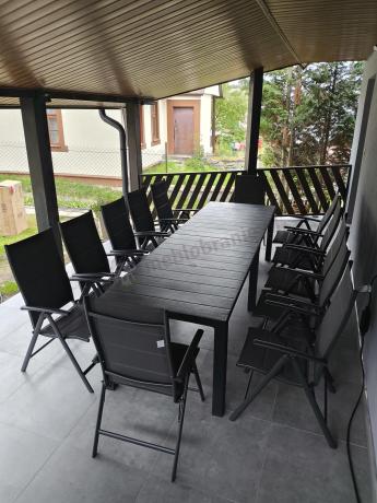 Duży zestaw mebli na taras dla 12 osób KJD12 ze składanymi krzesłami