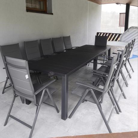 Duży zestaw mebli na taras dla 12 osób KJD12 ze składanymi krzesłami