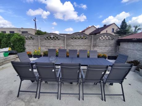 Duży zestaw mebli na taras dla 12 osób KJD12 ze składanymi krzesłami