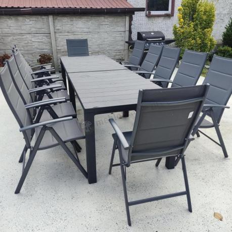 Duży zestaw mebli na taras dla 12 osób KJD12 ze składanymi krzesłami