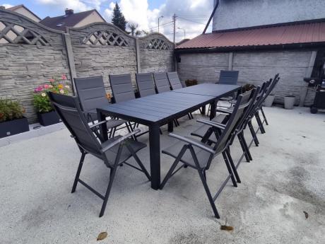 Duży zestaw mebli na taras dla 12 osób KJD12 ze składanymi krzesłami