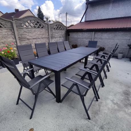 Duży zestaw mebli na taras dla 12 osób KJD12 ze składanymi krzesłami