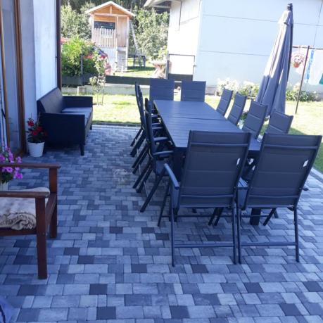 Duży zestaw mebli na taras dla 12 osób KJD12 ze składanymi krzesłami