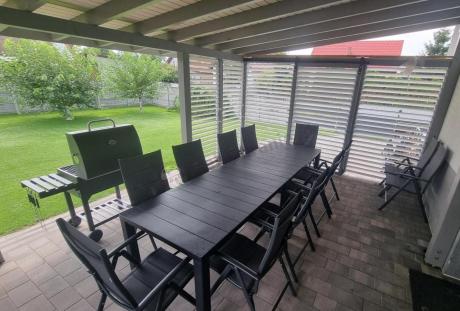 Duży zestaw mebli na taras dla 12 osób KJD12 ze składanymi krzesłami