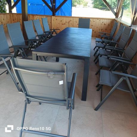 Duży zestaw mebli na taras dla 12 osób KJD12 ze składanymi krzesłami