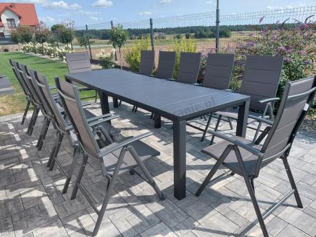 Duży zestaw mebli na taras dla 12 osób KJD12 ze składanymi krzesłami