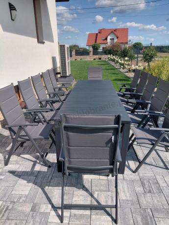 Duży zestaw mebli na taras dla 12 osób KJD12 ze składanymi krzesłami