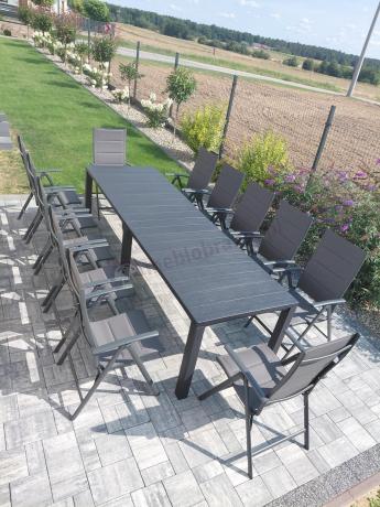 Duży zestaw mebli na taras dla 12 osób KJD12 ze składanymi krzesłami