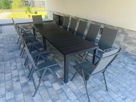 Duży zestaw mebli na taras dla 12 osób KJD12 ze składanymi krzesłami