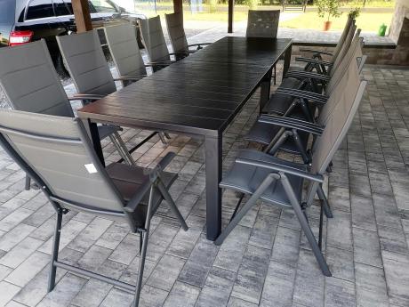 Duży zestaw mebli na taras dla 12 osób KJD12 ze składanymi krzesłami
