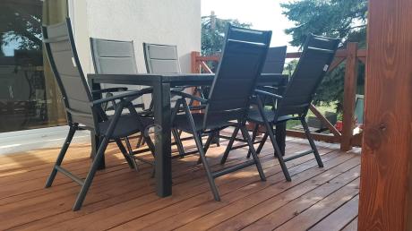 Duży zestaw mebli na taras dla 12 osób KJD12 ze składanymi krzesłami