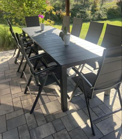 Duży zestaw mebli na taras dla 12 osób KJD12 ze składanymi krzesłami