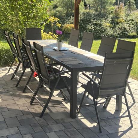 Duży zestaw mebli na taras dla 12 osób KJD12 ze składanymi krzesłami