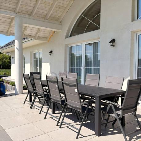 Duży zestaw mebli na taras dla 12 osób KJD12 ze składanymi krzesłami