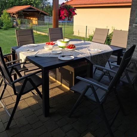 Duży zestaw mebli na taras dla 12 osób KJD12 ze składanymi krzesłami