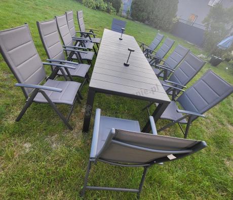 Duży zestaw mebli na taras dla 12 osób KJD12 ze składanymi krzesłami