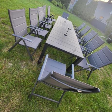 Duży zestaw mebli na taras dla 12 osób KJD12 ze składanymi krzesłami