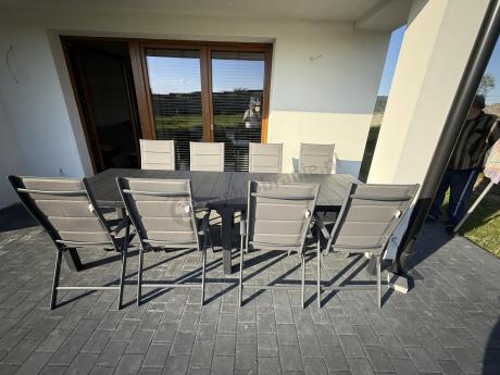 Duży zestaw mebli na taras dla 12 osób KJD12 ze składanymi krzesłami