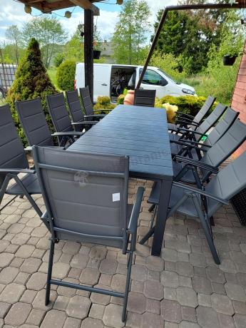 Duży zestaw mebli na taras dla 12 osób KJD12 ze składanymi krzesłami