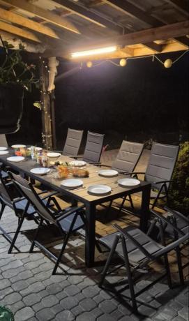 Duży zestaw mebli na taras dla 12 osób KJD12 ze składanymi krzesłami