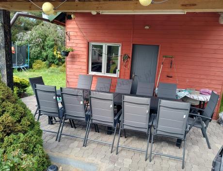 Duży zestaw mebli na taras dla 12 osób KJD12 ze składanymi krzesłami