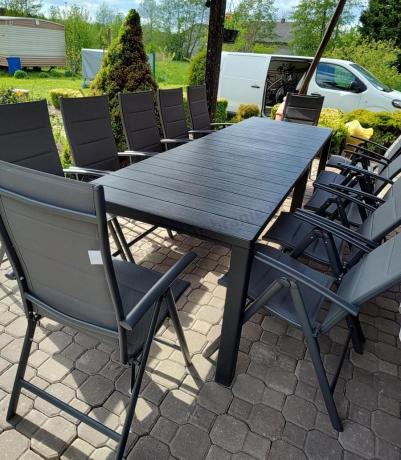 Duży zestaw mebli na taras dla 12 osób KJD12 ze składanymi krzesłami