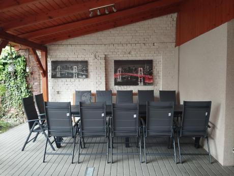 Duży zestaw mebli na taras dla 12 osób KJD12 ze składanymi krzesłami