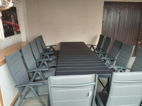 Duży zestaw mebli na taras dla 12 osób KJD12 ze składanymi krzesłami