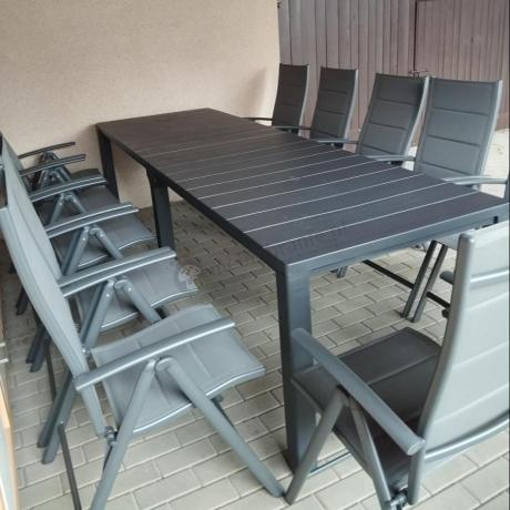 Duży zestaw mebli na taras dla 12 osób KJD12 ze składanymi krzesłami