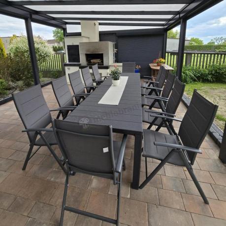Duży zestaw mebli na taras dla 12 osób KJD12 ze składanymi krzesłami