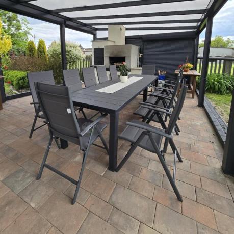 Duży zestaw mebli na taras dla 12 osób KJD12 ze składanymi krzesłami