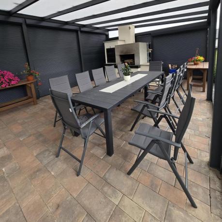 Duży zestaw mebli na taras dla 12 osób KJD12 ze składanymi krzesłami