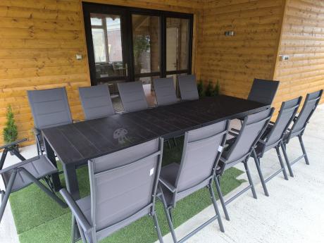 Duży zestaw mebli na taras dla 12 osób KJD12 ze składanymi krzesłami