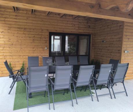 Duży zestaw mebli na taras dla 12 osób KJD12 ze składanymi krzesłami