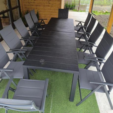 Duży zestaw mebli na taras dla 12 osób KJD12 ze składanymi krzesłami