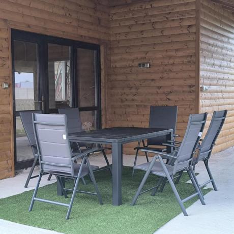 Duży zestaw mebli na taras dla 12 osób KJD12 ze składanymi krzesłami
