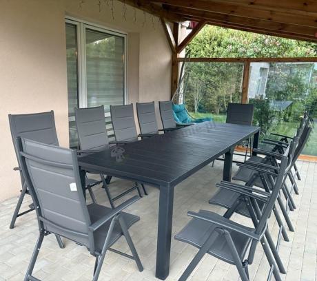 Duży zestaw mebli na taras dla 12 osób KJD12 ze składanymi krzesłami