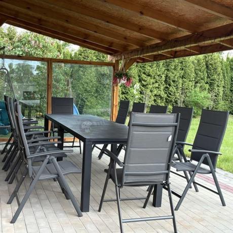 Duży zestaw mebli na taras dla 12 osób KJD12 ze składanymi krzesłami