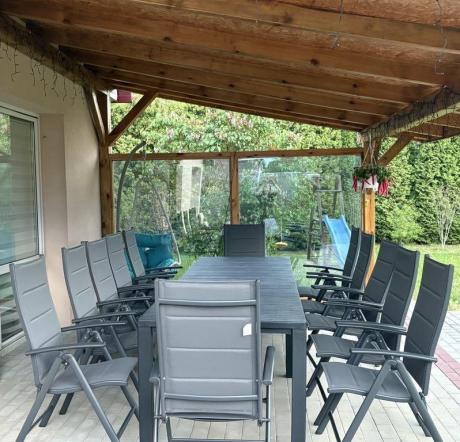 Duży zestaw mebli na taras dla 12 osób KJD12 ze składanymi krzesłami