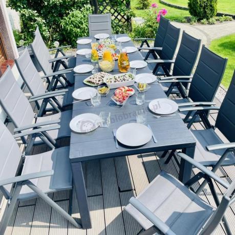 Duży zestaw mebli na taras dla 12 osób KJD12 ze składanymi krzesłami
