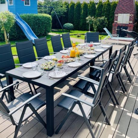 Duży zestaw mebli na taras dla 12 osób KJD12 ze składanymi krzesłami