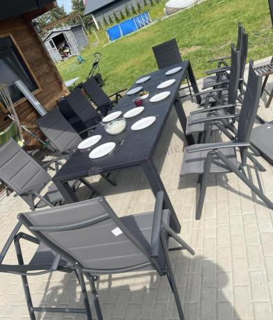 Duży zestaw mebli na taras dla 12 osób KJD12 ze składanymi krzesłami
