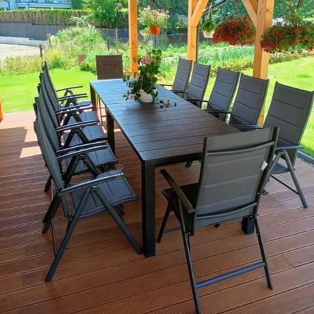 Duży zestaw mebli na taras dla 12 osób KJD12 ze składanymi krzesłami