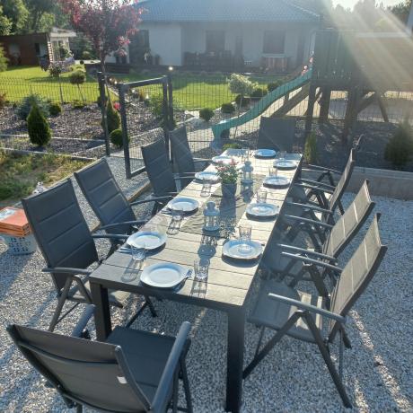 Duży zestaw mebli na taras dla 12 osób KJD12 ze składanymi krzesłami