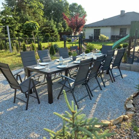 Duży zestaw mebli na taras dla 12 osób KJD12 ze składanymi krzesłami