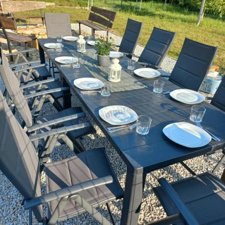 Duży zestaw mebli na taras dla 12 osób KJD12 ze składanymi krzesłami